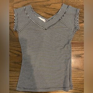 BDG urban outfitters Black and White Striped Short Sleeve Top